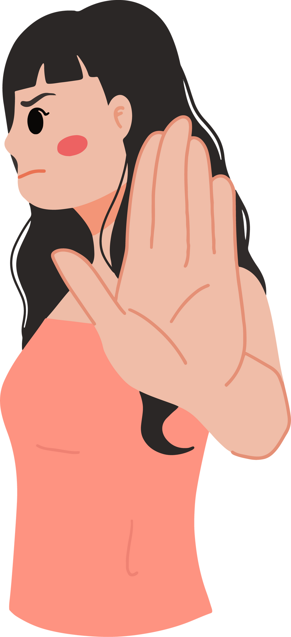 woman showing palm and stop or no gestures